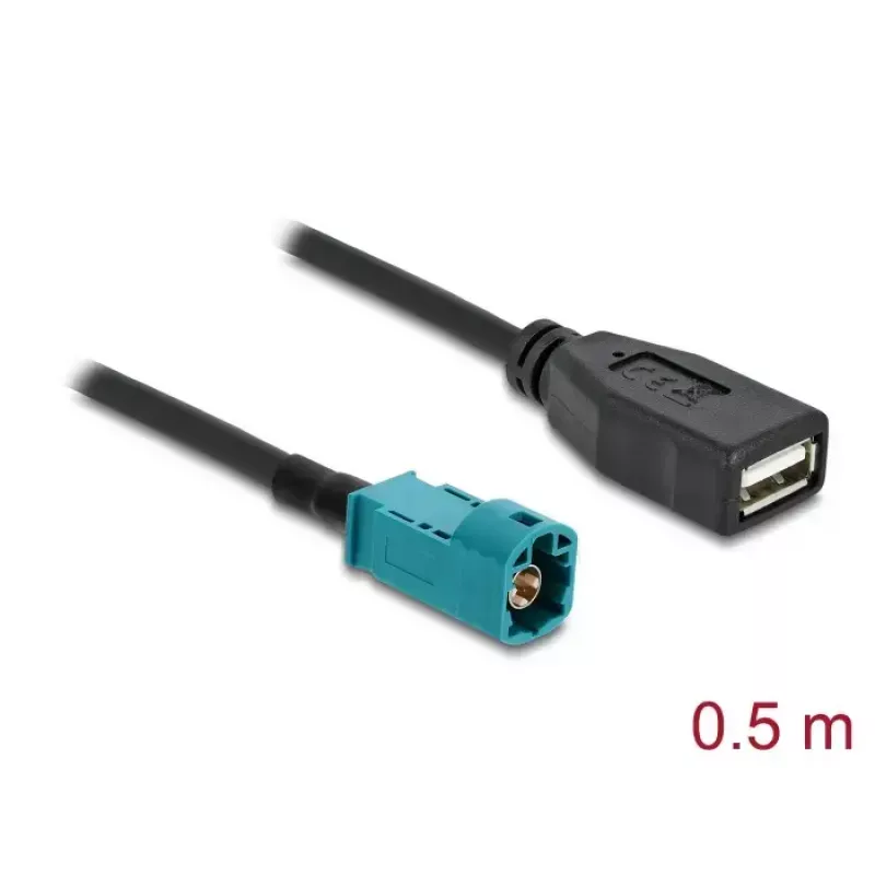 Koaksiālais kabelis DELOCK 90702 HSD Z uz USB A, 0,5 m, melns/zils