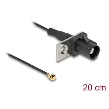 Koaksiālais kabelis DELOCK 90728 — FAKRA A uz I-PEX MHF1, 0,2 m, 1,13 mm, melns