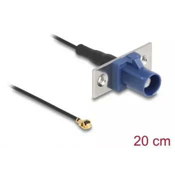 Koaksiālais kabelis DELOCK 90731, FAKRA C uz I-PEX MHF1, 0,2 m, 1,13 mm, melns/zils