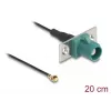 Koaksiālais kabelis DELOCK 90732 — FAKRA E uz I-PEX MHF1, 0,2 m, 1,13 mm, melns/tirkīza