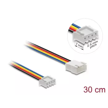 DeLOCK 90868 ventilatora pagarinājuma kabelis PWM 4 pin JST, spraudnis uz ligzdu, savienotāja garums 7 mm, 30 cm