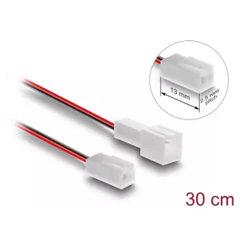 Kabeļa pagarinātājs datora dzesēšanas sistēmai DELOCK 90869 — PVC, 1,3 mm diametrs, melns/sarkans/baltss