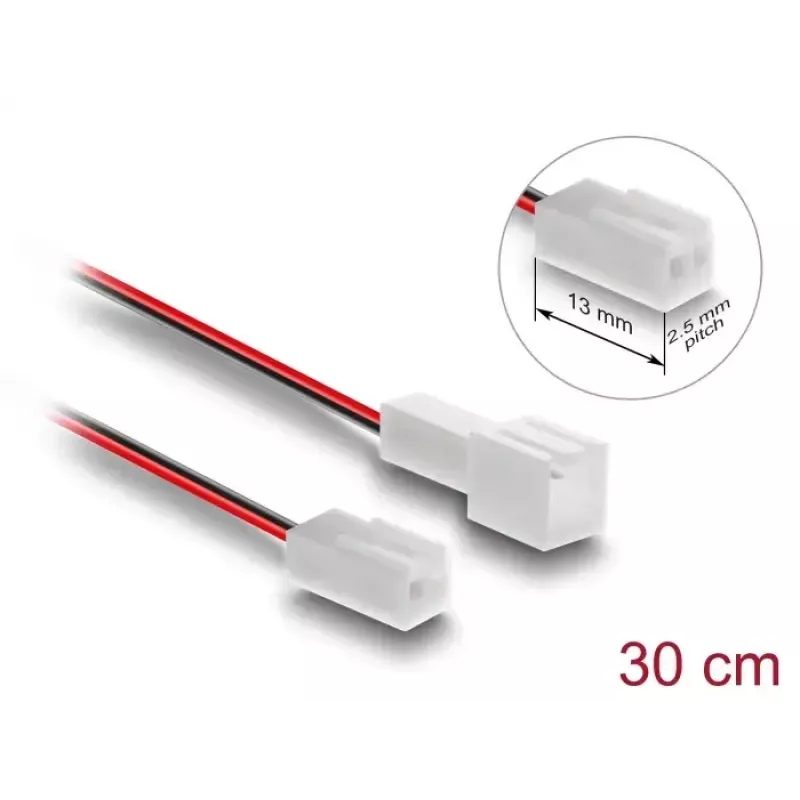 Kabeļa pagarinātājs datora dzesēšanas sistēmai DELOCK 90869 — PVC, 1,3 mm diametrs, melns/sarkans/baltss
