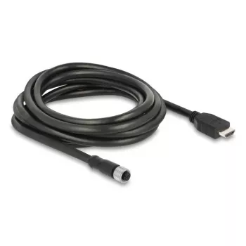 DELOCK M12 A-kodēts 17 kontaktu (māte) uz HDMI (tēvs) kabelis 3 m