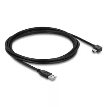 USB 2.0 kabelis DELOCK Type-A vīr. uz Mini-USB B vīr. leņķveida, 2 m, melns