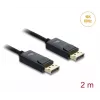 DELOCK koaksiālais DisplayPort kabelis 16K 60 Hz 80 Gbps, DisplayPort uz DisplayPort, 2 m, melns, pīts pārklājums