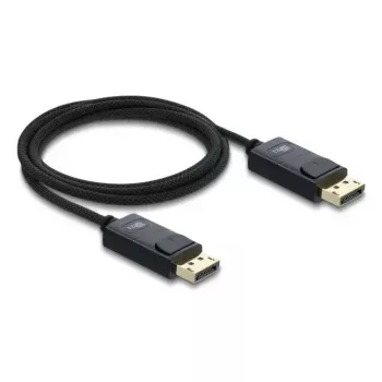 DELOCK koaksiālais DisplayPort kabelis 16K 60 Hz 80 Gbps, DisplayPort uz DisplayPort, 2 m, melns, pīts pārklājums