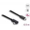 DELOCK koaksiālais USB4 Gen 3x2 kabelis leņķveida kreisais/labais USB-C uz USB-C 40 Gbps USB PD 3.1 240 W 0,5 m