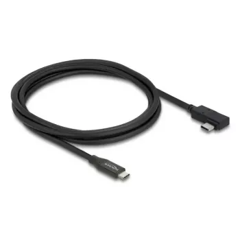 Kabelis DELOCK koaksiālais USB4 Gen 3x2 40 Gbps USB-C uz USB-C leņķveida pa kreisi/pa labi PD 3.1 240W 2 m