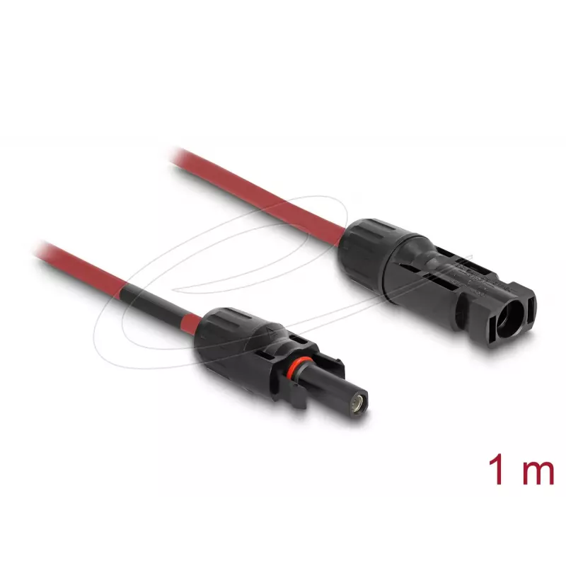 Kabelis DELOCK 90973 DL4 saules enerģijas kabelis 6 mm² 1 m sarkans/melns tēviņš-sieviete 1000 V līdzstrāva