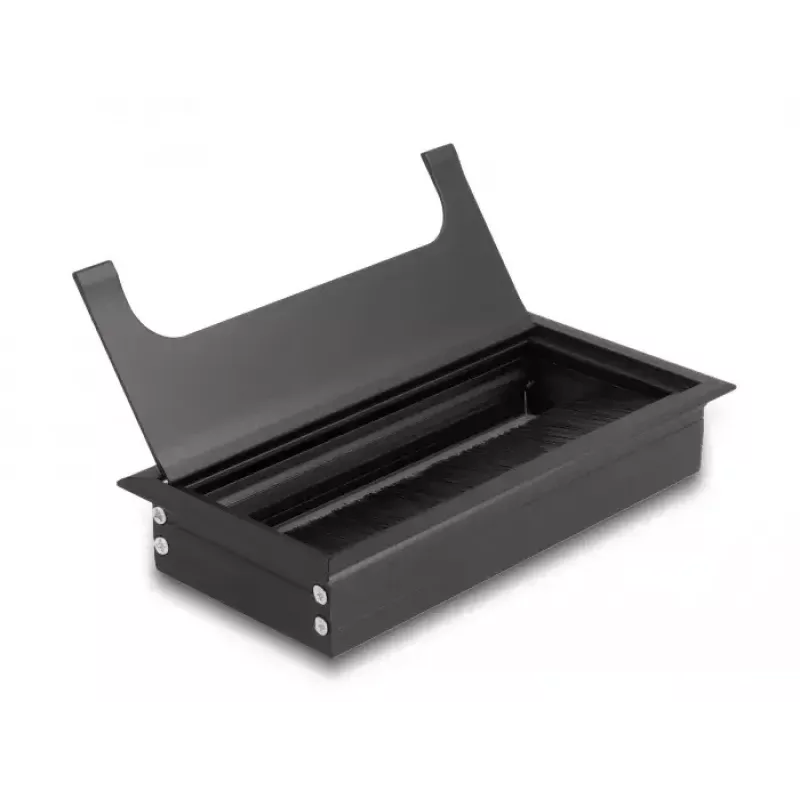 Kabeļu caurlaide DELOCK 66856 galdam, melna, 80×160×28 mm, 1 gab.