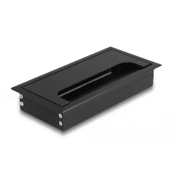 Kabeļu caurlaide DELOCK 66856 galdam, melna, 80×160×28 mm, 1 gab.