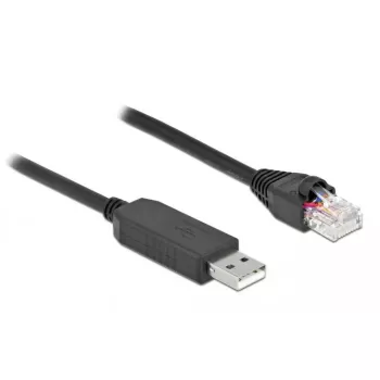 Seriālais savienojuma kabelis DeLOCK 64158 USB 2.0 Type-A uz RS-232 RJ45 25 cm melns