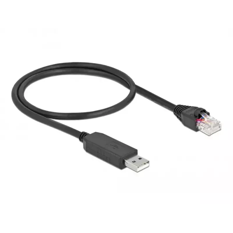 Seriālais savienojuma kabelis DeLOCK 64159 USB Type-A uz RS-232 RJ45 0,5m Melns