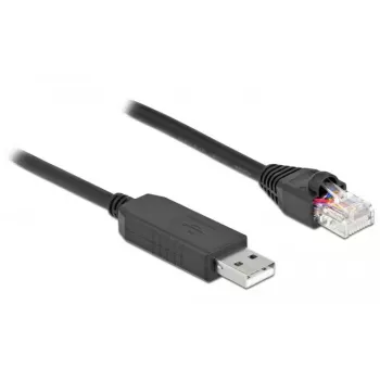 Seriālais savienojuma kabelis DeLOCK 64159 USB Type-A uz RS-232 RJ45 0,5m Melns