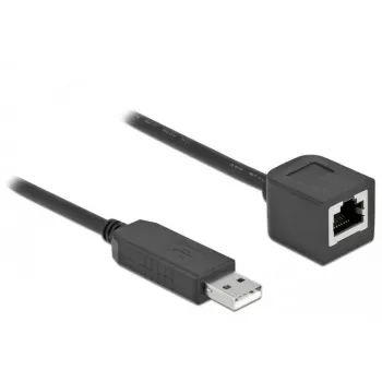 Seriālais savienojuma kabelis DeLOCK 64162 USB 2.0 Type-A uz RS-232 RJ45 25 cm melns