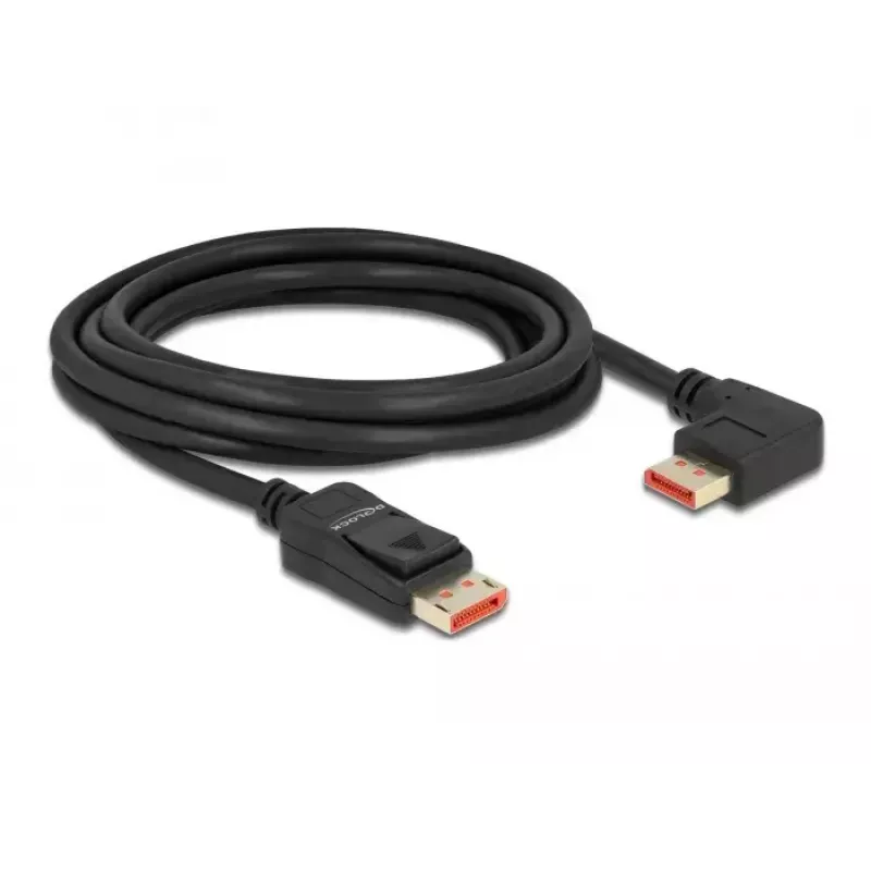 DisplayPort kabelis DeLOCK 87048 8K 60Hz 3m vīrietis-vīrietim 90° pa kreisi leņķots