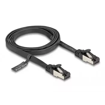 Tīkla kabelis DeLOCK RJ45 plakans komutācijas kabelis spraudnis–spraudnis Cat.8.1 1 m melns