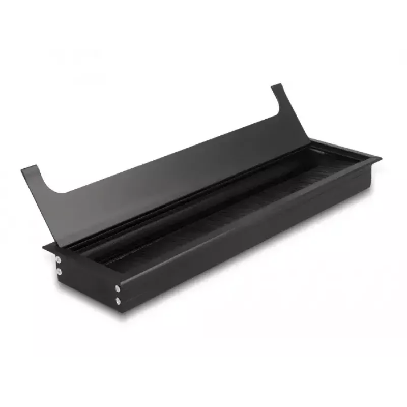 Kabeļu caurejas vāciņš DELOCK 66858 rakstāmgaldam, melns, 80×300×28 mm