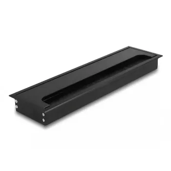 Kabeļu caurejas vāciņš DELOCK 66858 rakstāmgaldam, melns, 80×300×28 mm