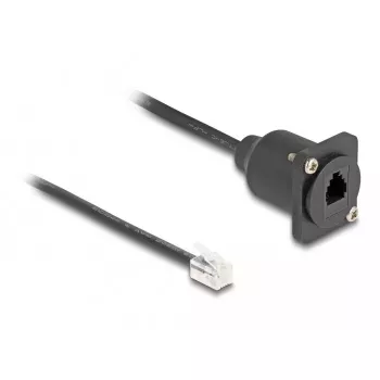DeLOCK D-Type RJ10 kabeļa spraudnis uz ligzdu, melns, 30 cm