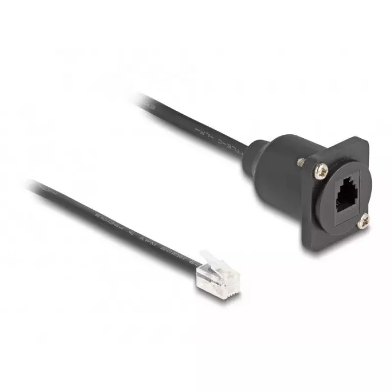 DeLOCK D-Type RJ10 kabeļa spraudnis uz ligzdu, melns, 30 cm