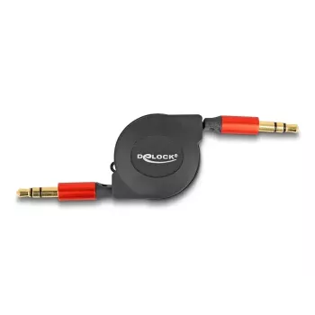 Audio kabelis DeLOCK 85369 0.9m 3.5mm vīriešu uz vīriešu melns sarkans zeltīti kontakti
