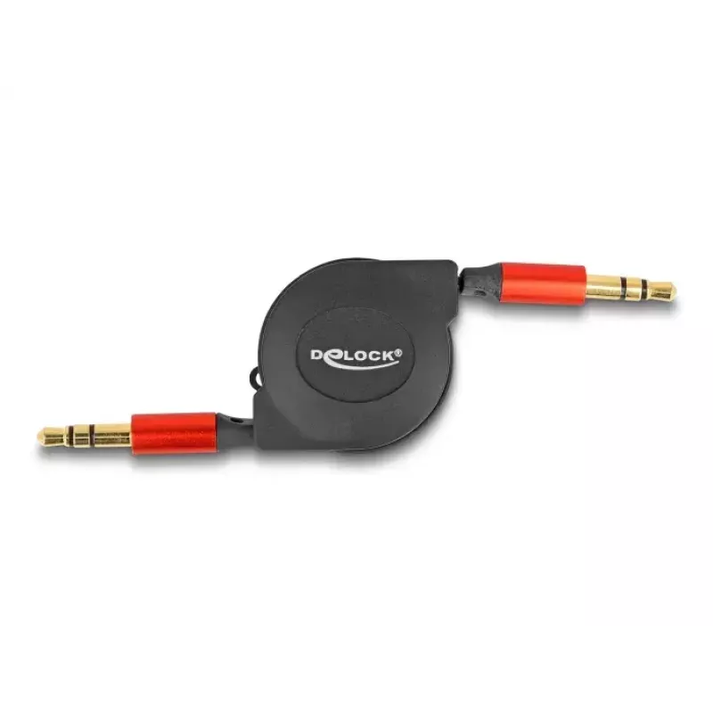 Audio kabelis DeLOCK 85369 0.9m 3.5mm vīriešu uz vīriešu melns sarkans zeltīti kontakti