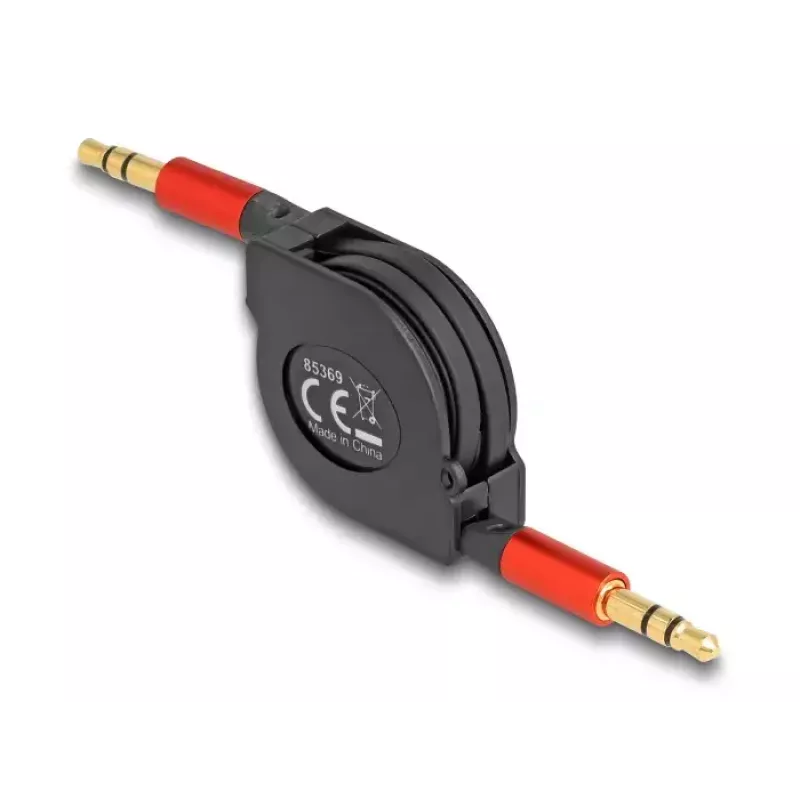 Audio kabelis DeLOCK 85369 0.9m 3.5mm vīriešu uz vīriešu melns sarkans zeltīti kontakti