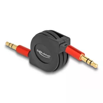 Audio kabelis DeLOCK 85369 0.9m 3.5mm vīriešu uz vīriešu melns sarkans zeltīti kontakti