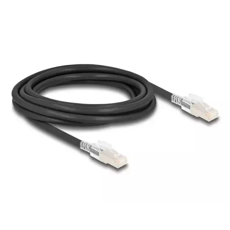 Tīkla kabelis DELOCK 80257 — Cat6a S/FTP (S‑STP), RJ‑45 uz RJ‑45, 3 m, melns