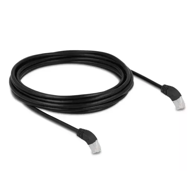 DeLOCK RJ45 tīkla kabelis Cat.6A S/FTP 45° lejupejošs leņķī 5 m melns