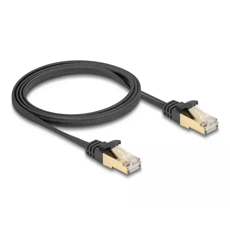 Tīkla kabelis DeLOCK RJ45 plakans 1m Cat6A melns