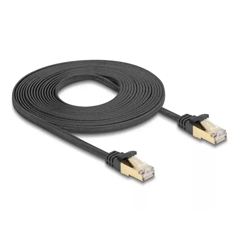 Tīkla kabelis DeLOCK RJ45 plakans 5m Cat6A melns