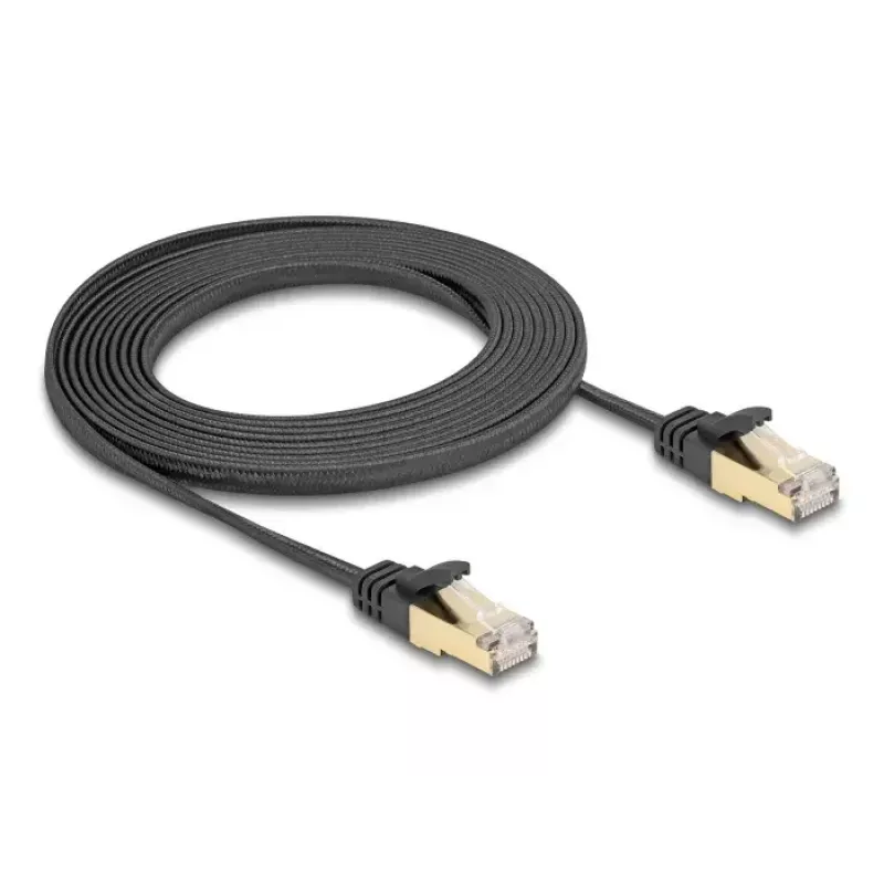 DeLOCK tīkla kabelis RJ45 plakans 3m Cat6A melns