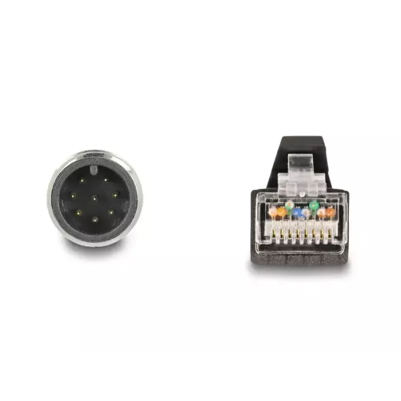 Tīkla kabelis DeLOCK M12 kabelis ar A kodējumu, 8 kontaktu vīrišķais uz RJ45 vīrišķo, PUR (TPU), 2 m