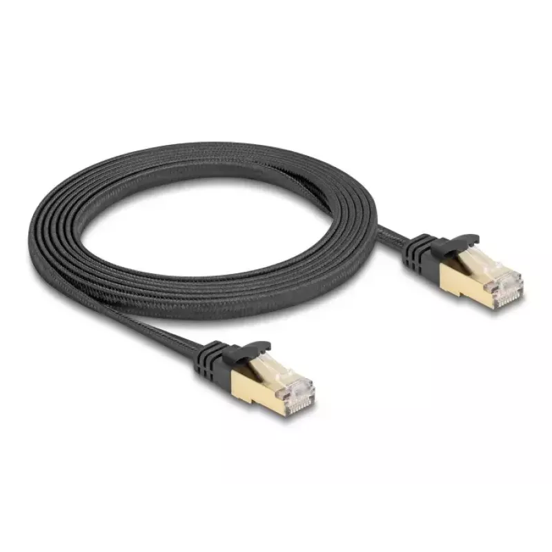 Tīkla kabelis DeLOCK RJ45 plakans Cat.6A 2m melns
