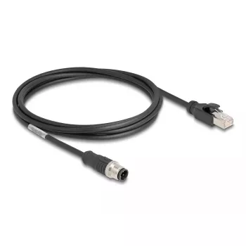 tīkla kabelis DeLOCK M12 kabelis D-coded 4 pin male to RJ45 male Cat5e 2 m Melns