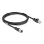 tīkla kabelis DeLOCK M12 kabelis D-coded 4 pin male to RJ45 male Cat5e 2 m Melns