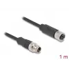 DELOCK tīkla kabelis M12, X-kodēts, 8 kontaktu, vīrišķais uz sievišķo, Cat5e, 1 m, melns