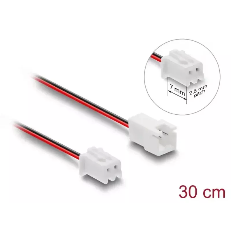 Kabeļa pagarinātājs DELOCK 90762 datoru dzesēšanas sistēmai, PVC apvalks, Ø 1,3 mm, melns/sarkans/balt
