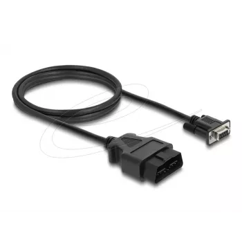 DELOCK adaptera kabelis OBD‑2 vīr. uz DB‑9 siev., Cat5e, melns, 1,15 m