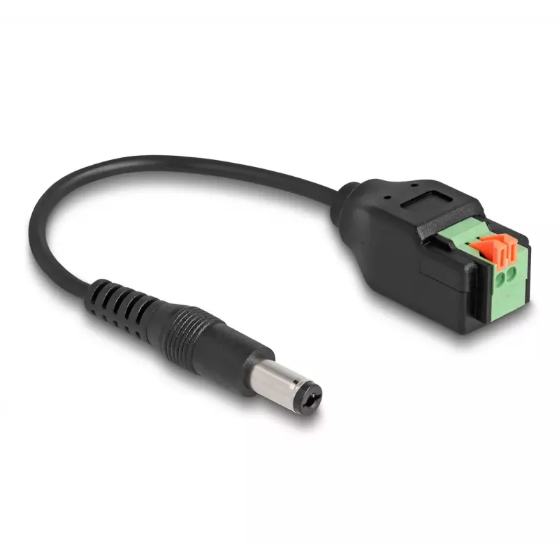 DeLOCK DC kabelis 2.1 x 5.5 mm vīrišķais uz 2 kontaktu spaiļu bloka adapteris 15 cm