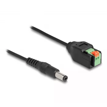 DeLOCK DC kabelis 2.1 x 5.5 mm vīrišķais uz 2 kontaktu spaiļu bloka adapteris 15 cm