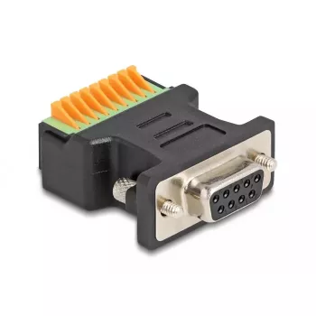 DeLOCK D-Sub 9 sievišķā uz spaiļu bloku adapteris ar spiedpogu, melns
