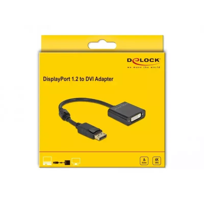Adapter DisplayPort 1.2 male to DVI female 4K Active DeLOCK 63482