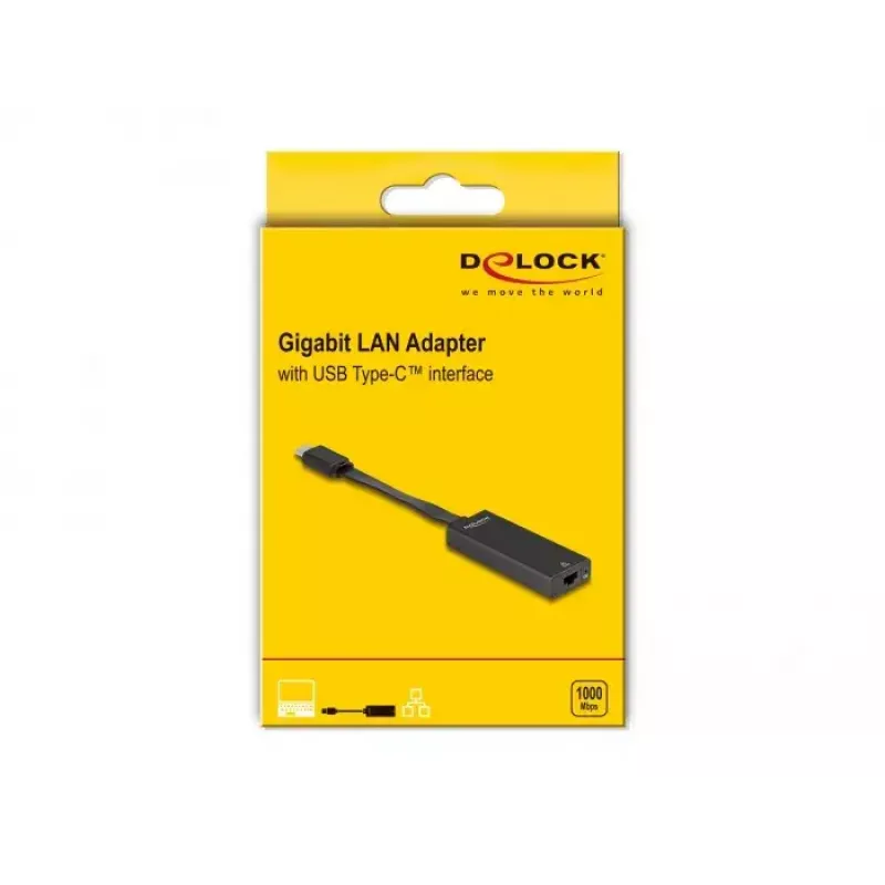 DeLOCK 66246 kabeļa pārveidotāja adapteris RJ-45 USB C melns 0,09 m