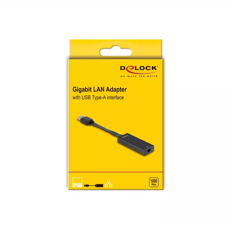 DeLOCK 66245 kabeļa dzimuma pārveidotājs, USB Type-A uz RJ-45, melns, 0,09 m