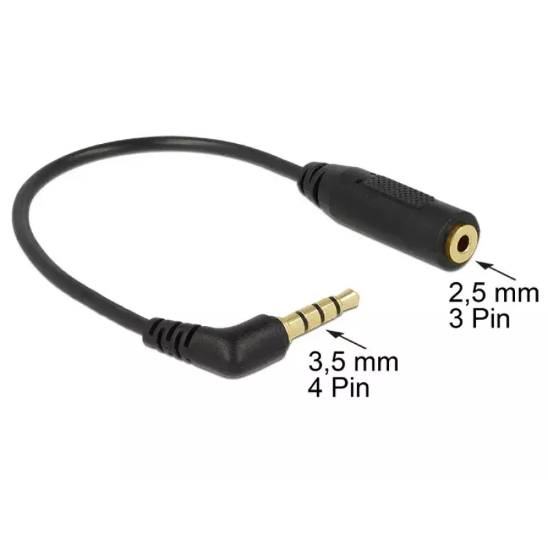 Audio kabelis DeLOCK 0,175 m 3,5 mm/2,5 mm melns