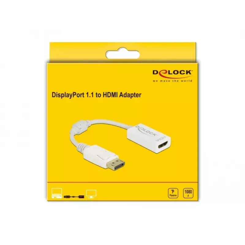 Adapter DisplayPort 1.1 male to HDMI female Passive balta DeLOCK 61015